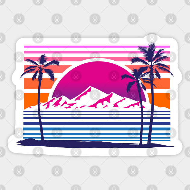 80s Sunset Islander Sticker by GrumpyDog